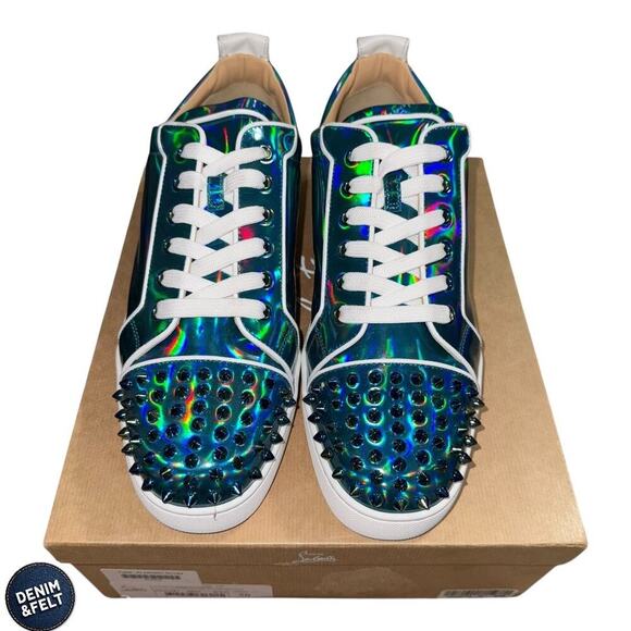 Christian Louboutin Louis Junior Spikes Iridescent Low Top Sneakers Men’s 13 NEW - Picture 2 of 15